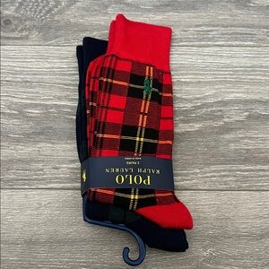 Polo by Ralph Lauren Men's Plaid Red and Black Socks